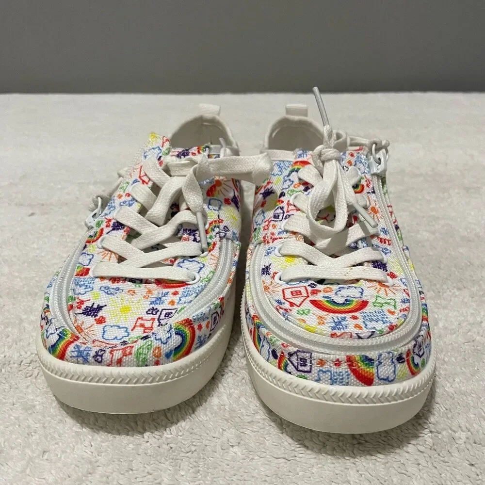 Billy Footwear Doodle Low top Zip Shoe Sneaker Youth 2 Unisex Rainbow Colorful